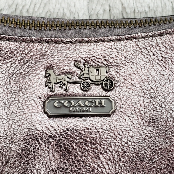 NWOT Coach Silver Metallic Leather Hobo Bag - Picture 2 of 7